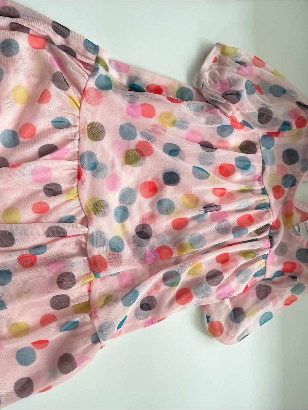 Hanna Andersson Pink Mesh Dress with Multicolor Polka Dots